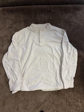 Eddie Bauer Sport Shop Long Sleeve Henley (White, XL)
